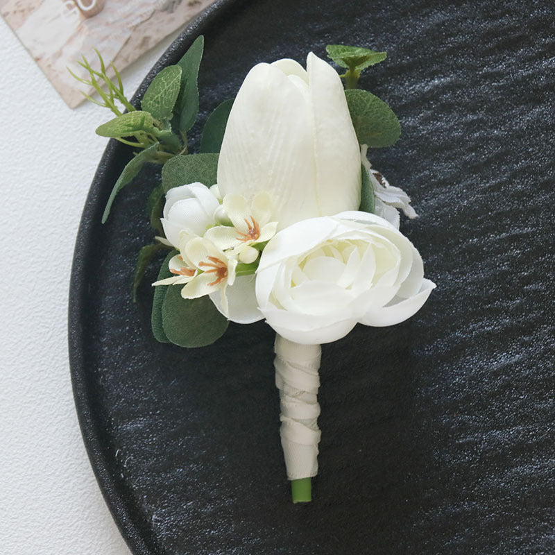 Tulip and Camellia Event Boutonnière