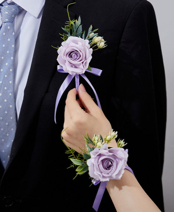 Purple Pearl Rose Event Wrist Corsages